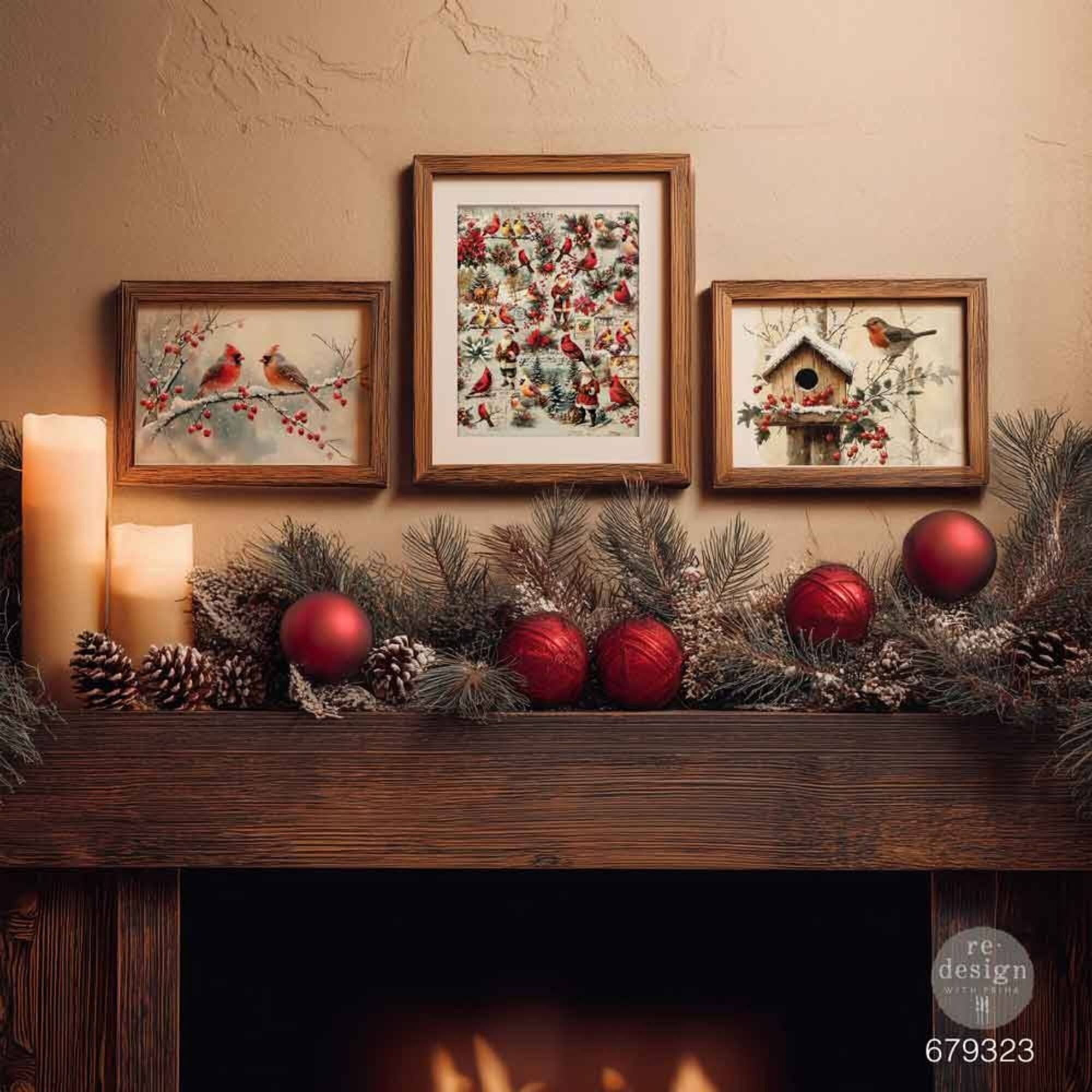 Set papierov na dekupáž Feathered Elegance Christmas A3 – Obrázok 2