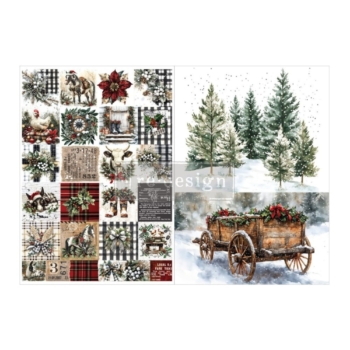 Set papierov na dekupáž Farmhouse Frost A4