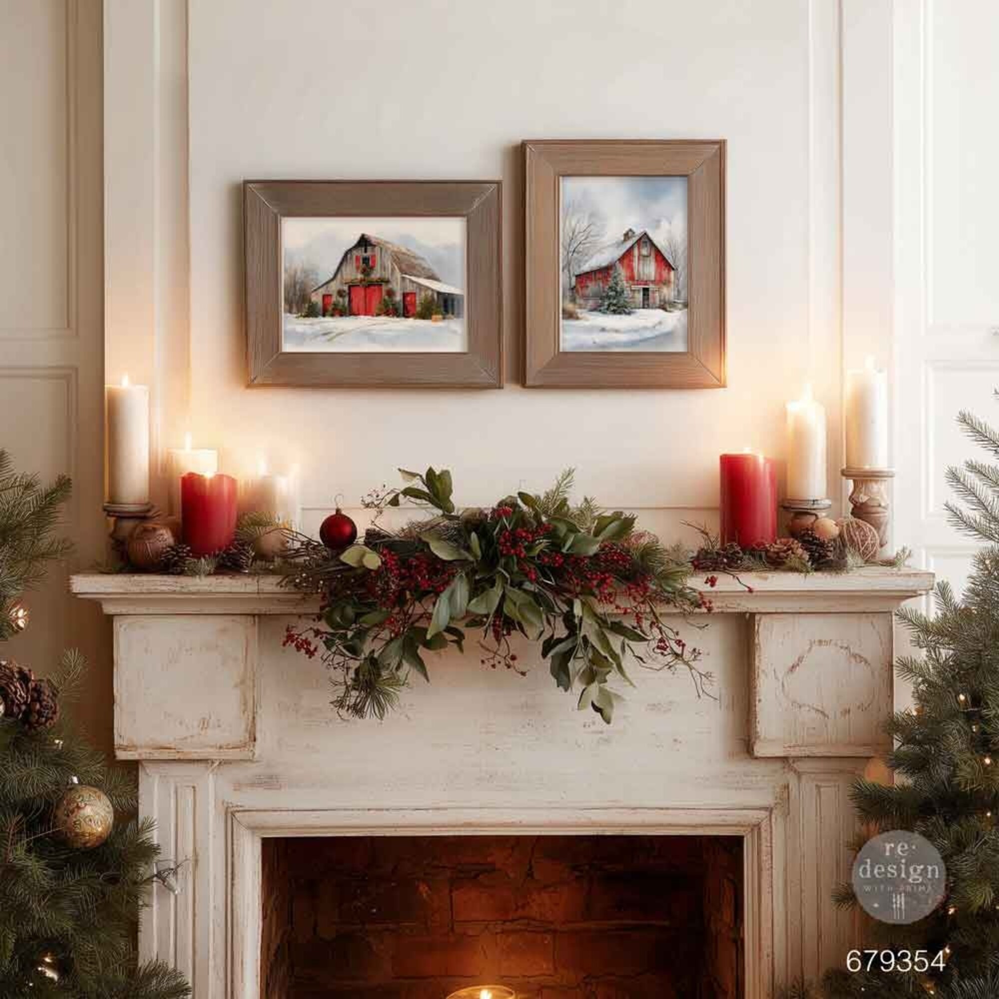 Set papierov na dekupáž Snowy Village Charm A3 – Obrázok 2
